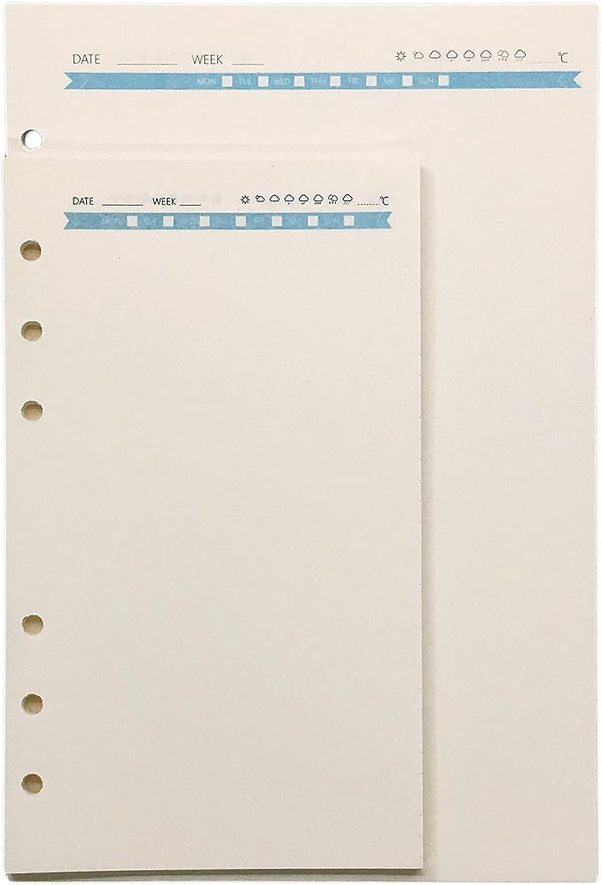 Zelten Refills/Loose Leaves for A5 Cover Ring Binder/Personal Organizer/Planner(A5 6 Holes, Blank Blue)