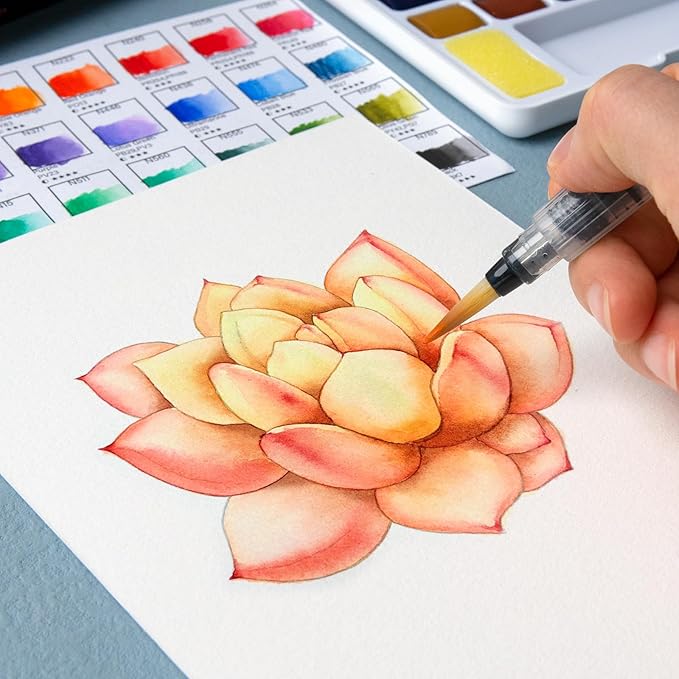 Woomer Watercolor Paint Set, 36 Vibrant Colors with Water Brush & 10 Premium Cotton Watercolor Papers (32K), Perfect for Beginners, Hobbyists and More