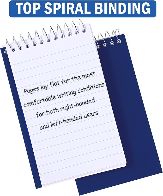 Teling 50 Pcs Spiral Memo Pads Bulk, 3x5 Inch Small Note Pads, Pocket Notebooks with 75 Sheets College Ruled Lined Paper, Top Bound Mini Spiral Notepad for Back to School Gifts Office Home Supplies