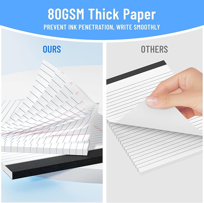 12pcs Legal Pads 8.5 x 11, Notepads 8.5 x 11 College Ruled Notebook, Writing Pads of Paper,White Note Pads, Memo Pad Papers Perforate Legal Notepads Narrow Ruled Line,30 Sheets/Pack
