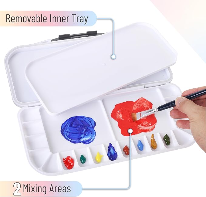 Mr. Pen- Airtight Watercolor Palette with Lid, 4 Pack, 18 Wells & 2 Mixing Areas, Lightweight Sealing Paint Palette for Travel, Painting, Watercolor Mixing, Art Class and Studio Use