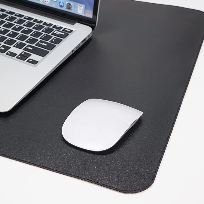 AFIING Large Desk Mat 47" x 17", Dual-Sided Natural Cork & PU Leather Desk Pad, Non-Slip Waterproof Mouse Pad for Office, Home & Gaming, Black