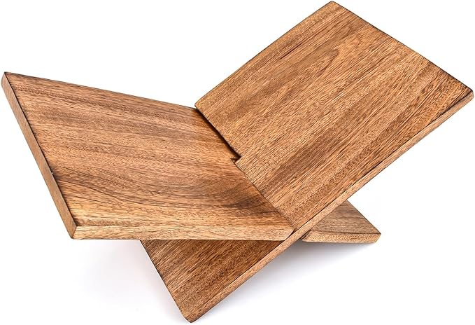 Samhita Book Stands Mango Wood for Display & Reading for Cookbooks, Textbooks, Magazines & Recipes | Display Stand for Kitchen & Desk (16" X 10" X 8")