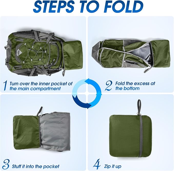 IGOLUMON Hiking Backpack 40L Packable Lightweight Camping Daypack Men Women | Multi-compartment storage Water-resistant Foldable Nylon Material Hiking Day pack for Camping Cycling Outdoor