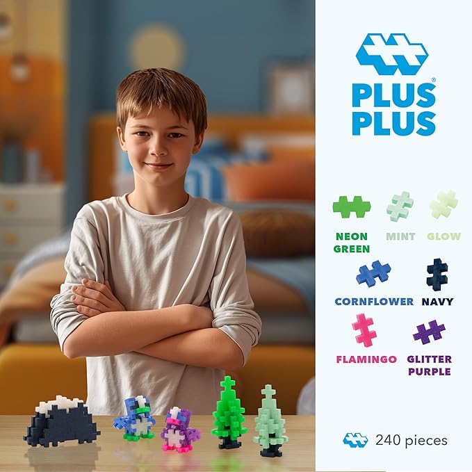PLUS PLUS 240 Piece Northern Lights Mix Tube - Mini Interlocking Building Blocks Set, Stem Toys for Kids - Sensory Bin Fillers/Math Manipulatives Classroom Must Haves Gifts for Boys & Girls
