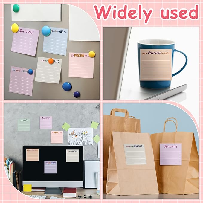Yinder 12 Pcs Inspirational Sticky Notes Cute Motivational Sticky Notes Pad End of Year Employee Appreciation Gifts Bulk for Teacher Nurse Coworkers Office Supplies 3 x 3'' (Appreciation,Aesthetics)