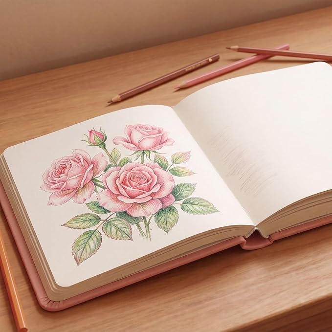 Hardcover Pocket Sketchbook, 5" x 5" Square Mini Sketchbook, 98lb/160gsm Heavyweight Tiny Sketch Book, 80 Sheets Small Travel Drawing Journal for Adults, Artist, Ideal for Gift (Pink)