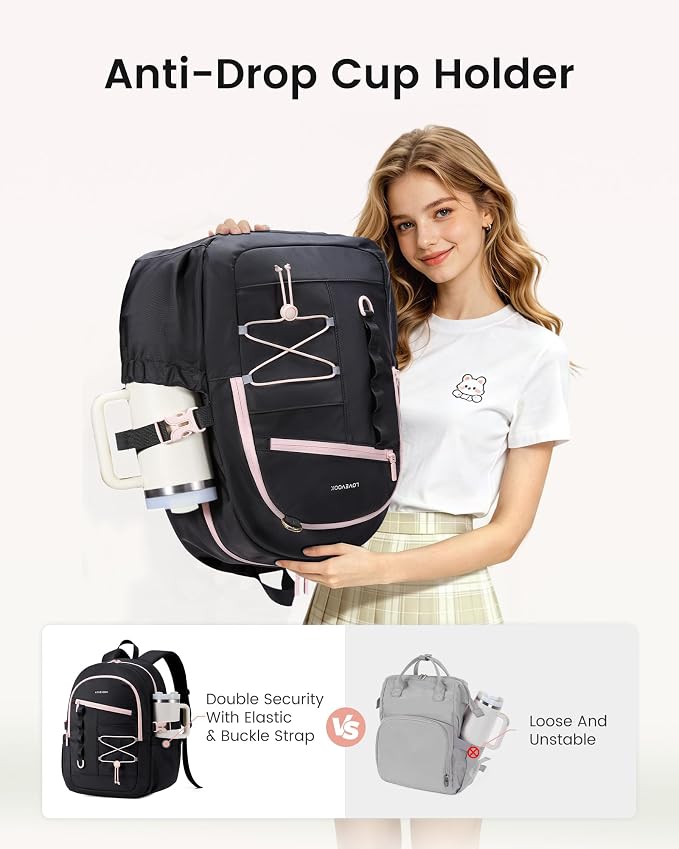 LOVEVOOK School Backpack for Girls, Large Capacity 16 Laptop Backpack with Tumbler Pockets, Multi-Compartment Backpacks with Lucky Bunny Charm, Water-Resistant Travel Backpack, Mint Green