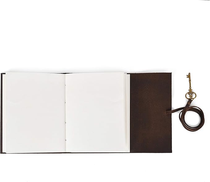 Leather Journal Travel Diary, Handmade Vintage Bound Notebook for Men & Women, Antique Key, Genuine Buffalo Leather- Quality Unlined Cream Paper Perfect for Notes, Art Sketchbook, 8X6 Inches, Cream