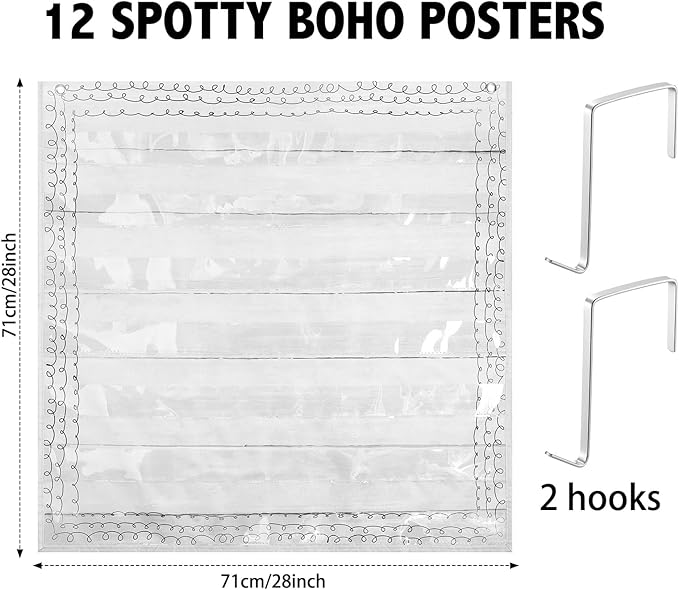MotiMind Retro Standard Pocket Chart for Classroom, 7 Pockets Chart for Teacher Lessons Home Classroom School Aids Fits Standard 3'' Sentence Strips and Word Cards 28''x28'