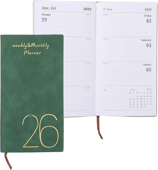 PATIKIL 2026 Daily Planner Notebook, A6 64 Sheets Undated to Do List Daily Weekly Monthly Goals Tracker Pocket Notebook for Office Home Study Work Time Management Fitness Habit, Dark Green