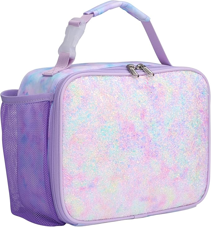 Bagseri Kids Lunch Bag Girls - Thermal Insulated Lunch Box Tote with Water Bottle Holder, Reusable Leak-Proof Kids Lunch Box for Daycare & School, Purple Tie-dye (Containers Not Included)