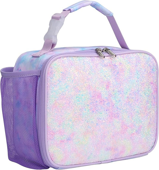 Bagseri Kids Lunch Bag Girls - Thermal Insulated Lunch Box Tote with Water Bottle Holder, Reusable Leak-Proof Kids Lunch Box for Daycare & School, Purple Tie-dye (Containers Not Included)