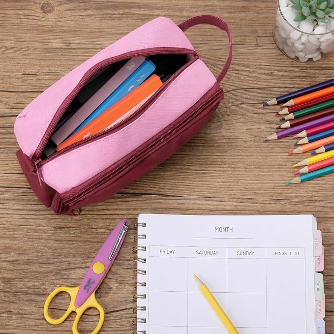 Mr. Pen- High Capacity Pencil Case, Large Pencil Pouch with 3 Compartments and 2 Pockets, Large Pencil Bag with Smooth Zipper, Cute Pencil Case Pouch Organizer, School Supplies for Teens