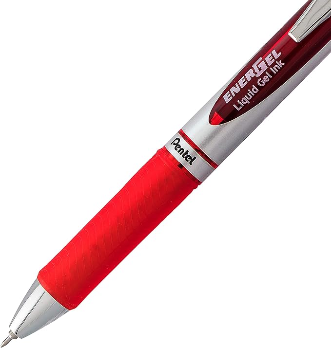 Pentel Gel Ink Pen, EnerGel RTX Retractable Gel Pen, (0.3mm) Needle Tip, Extra Fine Point, Red Ink, 2 Pk (BLN73BP2B)