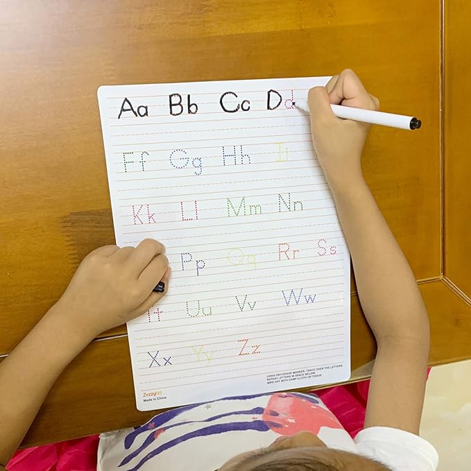 Handwriting Practice Letter Tracing for Kids: Board for Cursive & Printing Style with Dry Erase Marker for Preschooler - Reusable Wipe Clean ABC Alphabet Learn to Write, 8.3 x 11 Inches