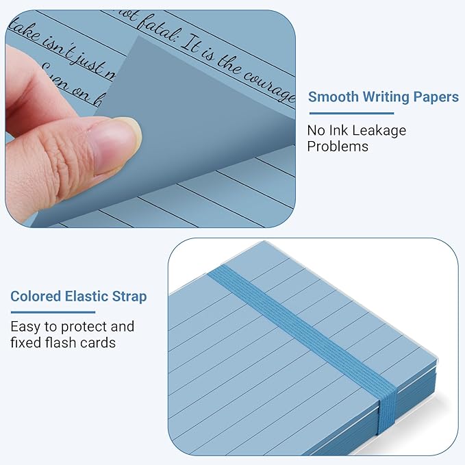 HAUTOCO 400 PCS Colored Index Cards 3x5 with Rings, Ruled Flashcards with Waterproof Covers, 8 Colors Note Cards for Studying, Vocabulary, Recipes, Office & School