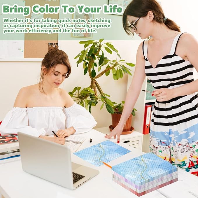 500 Sheets 8×10.5 Inch Colored Loose Leaf Paper Wide Ruled for 3-Ring Binder 11/32" Spacing Colored Marble Lined Filler Notebook Paper Wide Ruled 3-Hole Punched 80gsm for School Office