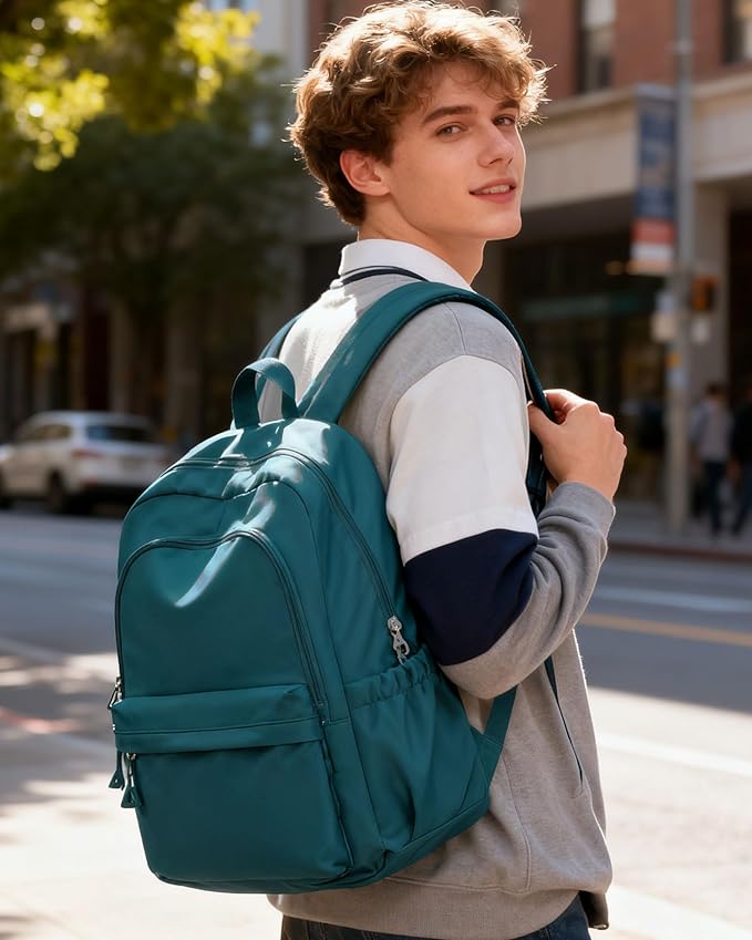 BJLFS Blue Backpack for School Women Girls, Waterproof Bookbag Cute High School Backpack for Men Teen Boys, Lightweight Travel College Backpacks Mochilas Escolares para Casual Daypack Rucksack