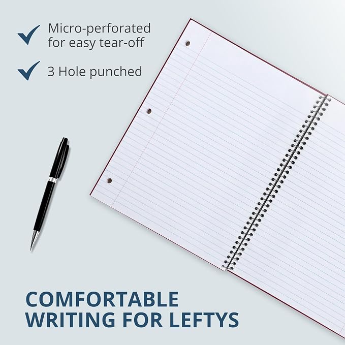 ROARING SPRING Left Handed Spiral Notebook, 1 Subject, 11x9, 24 Pack