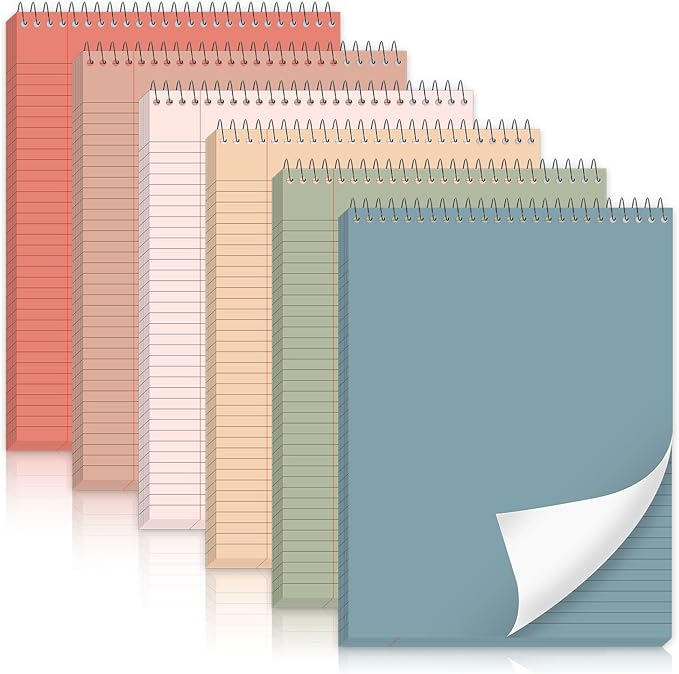 gisgfim 6 Pcs Morandi Top Bound Spiral Notebooks 8.5" x 11" College Ruled Aesthetic Legal Pad Steno Pads Colored Paper Assorted Covers Wirebound Notepad for Writing School Office Supplies