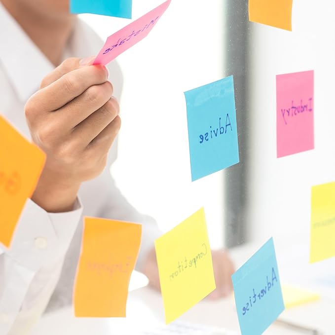 Mr. Pen- Small Lined Sticky Notes, 1.5" x 2", 6 Pads, 60 Sheets/Pad, Vibrant Color, Small Sticky Notes with Lines, Ruled Post Stickies, Memo Pads, Self-Stick Note Pad for Office, School, Home, Study