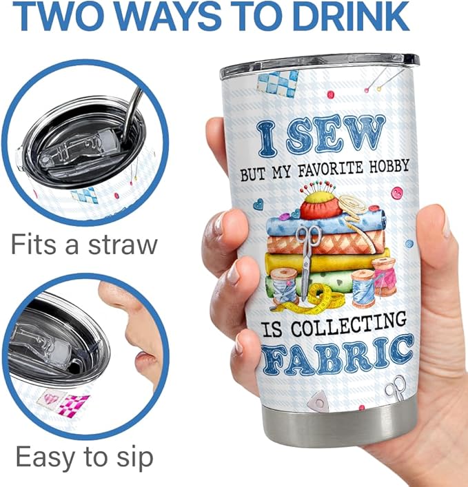 SANDJEST Sewing Tumbler 20oz Stainless Steel Insulated Travel Mug Cup for Women Girls Grandma Mom Sewing Gifts for Birthday Christmas Mothers Day