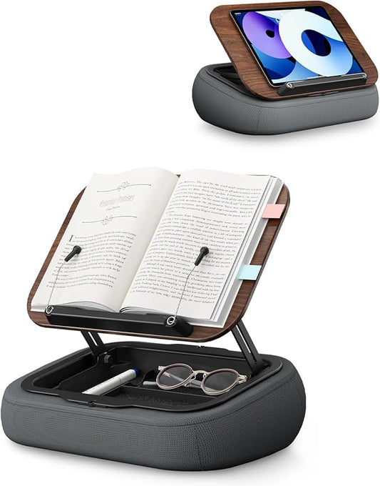 SupeDesk Lap Beanbag Book Stand with Storage, Adjustable Reading Pillow for Bed & Desk, Multi-Angle Book Stand Pillow Holder, Hands-Free Lap Reading Stand for Book,iPad, Tablet, Book Lover Essential