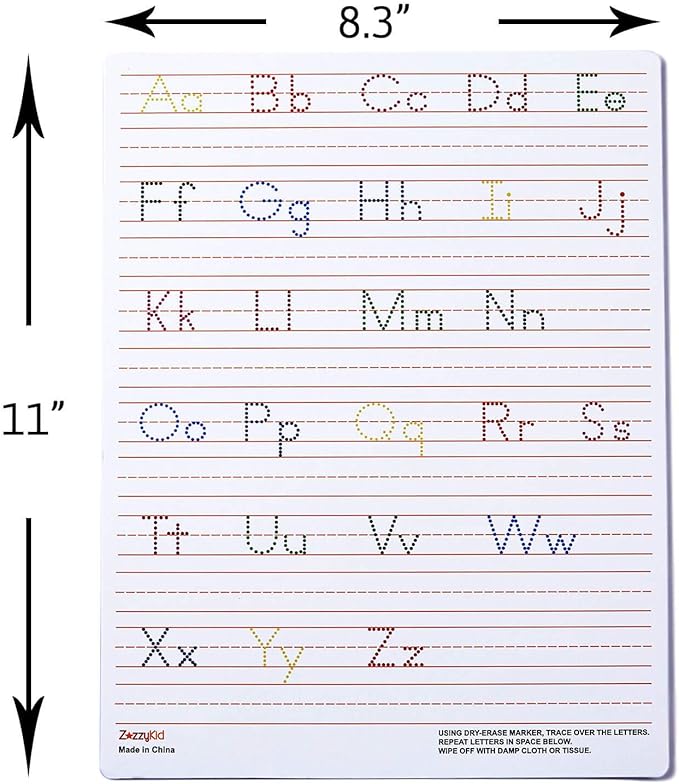 Dry Erase Alphabet Tracing Board: Letter and Numbers Handwriting Practice for Kids Learning, Reusable Boards for Kindergarten and Preschool
