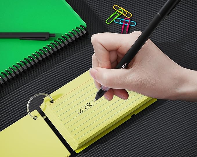 Colored Index Cards 3x5, Flash Cards with Ring, 200 PCS, Ruled Note Cards, Flash Cards for Studying, 3x5 Note Cards for Office, Home, School