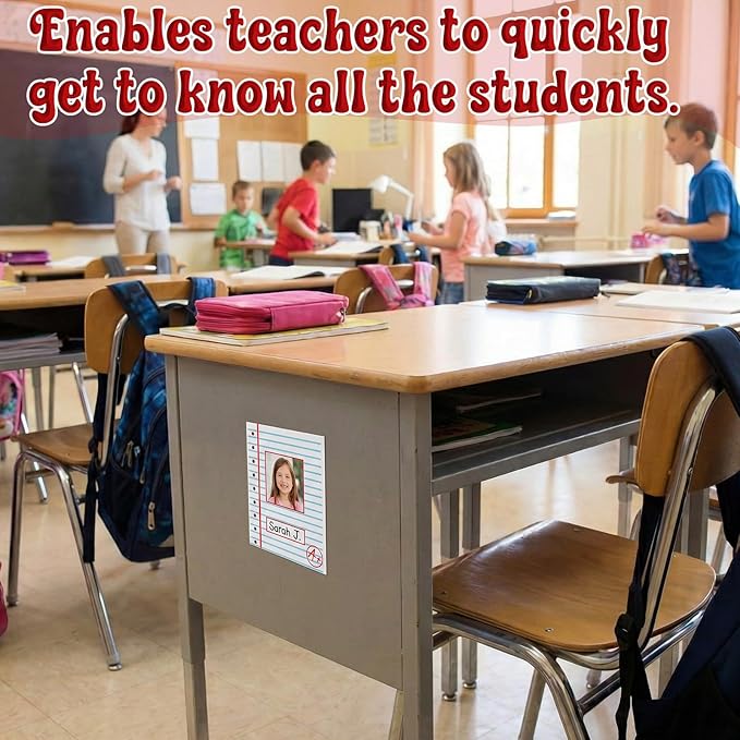 24 Pcs Magnetic Name Tags for Lockers Composition Notebook Dry Erase Labels Student Magnetic Reusable Name Tags with Photo Area for School Classroom Desk Whiteboards Bins Locker Office