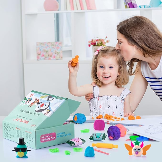 Aestd-ST Air Dry Clay 42 Colors, Modeling Clay for Kids, DIY Model Magic Clay, Molding Clay Kit with Sculpting Tools, Non-Sticky Soft and Super Light, Arts and Crafts Gift for Boys Girls Kids