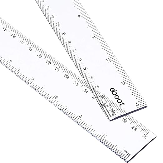 EBOOT 2 Pack Plastic Ruler Straight Ruler Plastic Measuring Tool for Student School Office (12 Inch)