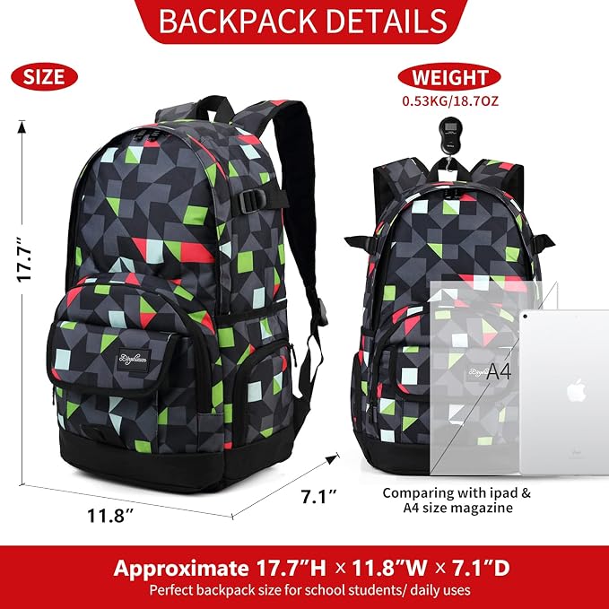 rickyh style School Backpack Travel Bag for Men & Women Lightweight College Back Pack with Laptop Compartmen