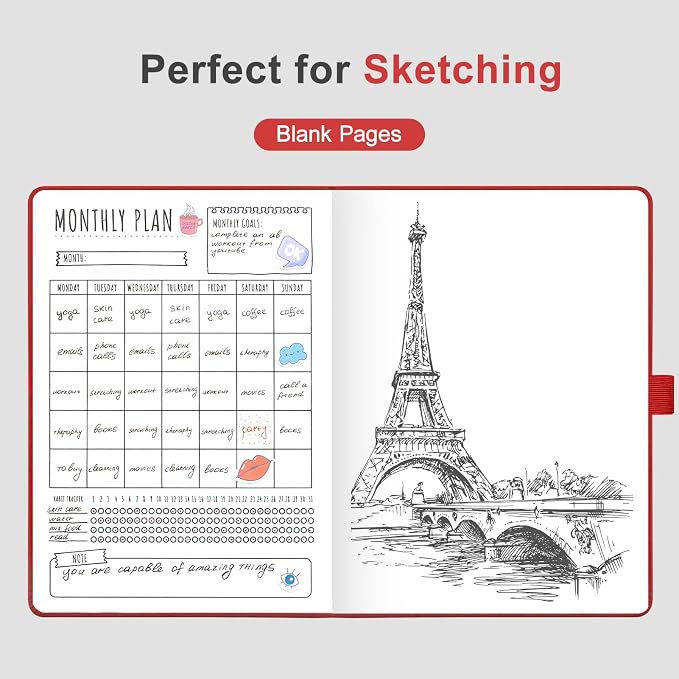 AHGXG Blank Journal Notebook, 160 Pages, A5 Medium Size (5.7'' x 8.3'')