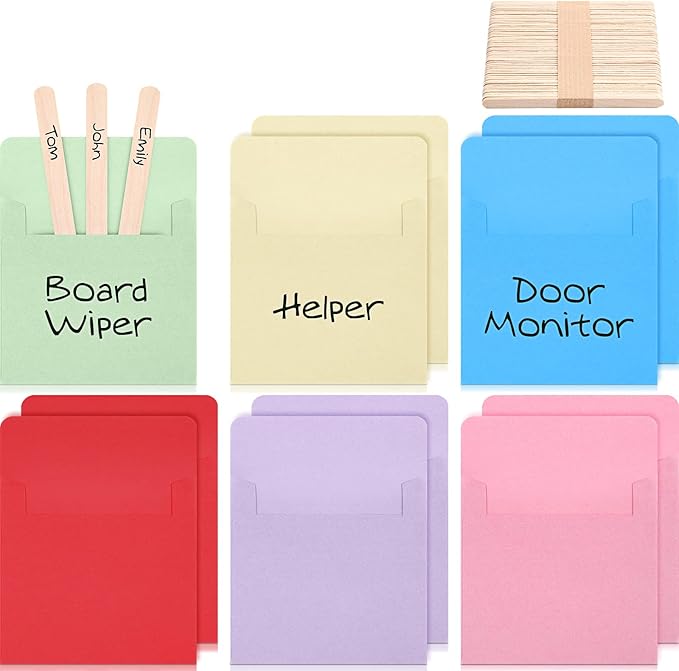 86 Pieces Class Jobs Pocket Chart for Classroom, Bulletin Board for Teacher's Helper, Class Management Educational Pocket Chart with Teacher Must Haves Classroom Supplies(Multi Colors)