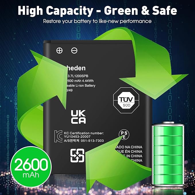 TI 84 Plus CE Battery, TI-84 Plus CE Battery Replacement for Texas Instruments Calculator, TI-84 Calculator, Part No. P11P35-11-N01 3.7V 2600mAh, TI-Nspire CX II TI-Nspire CX II CAS