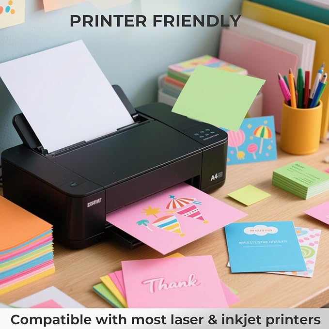 3 otters 235Sheets 8.27" x 11.7" Construction Paper Assorted Colors, 12 Colored Cardstock Printer Paper, for Printing, DIY Crafts, Party Decorations, Teacher Kids Classroom Must Have, 40 lb/150 GSM