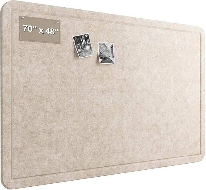 Felt Bulletin Board for Wall 72" x 48" Unfolded Size, Large Frameless Felt Pin Board, Soft Cork Board Alternative for Office, Home Planning, Notes, Photos & Wall Decor, Foldable Shipping, Easy Install