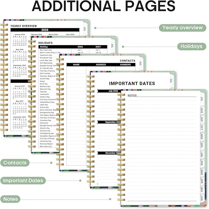 Planner 2026–2027, Academic Monthly Weekly Spiral Calendar, July 2026 – June 2027, Hardcover Agenda Notebook with Tabs, 6.3" x 8.5", Perfect for Students, Teachers, School & Daily Planning - Shelf Stories