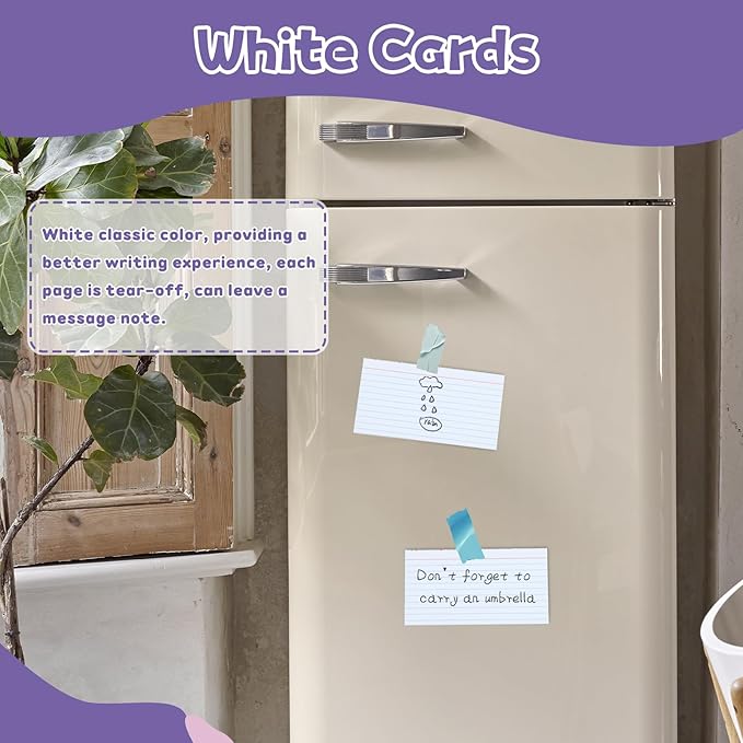 Tecmisse 200 PCS Index Cards, 3x5 Inches Spiral Bound Index Cards, Ruled Flashcards, White Notecards for Taking to Do List, School and Office Use (White)