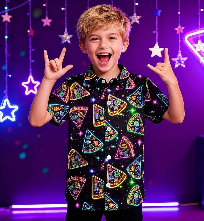 Enlifety 2-10T Kids Hawaiian Shirt Boys Short Sleeve Button Down Shirts Hawaii Summer Casual Blouse
