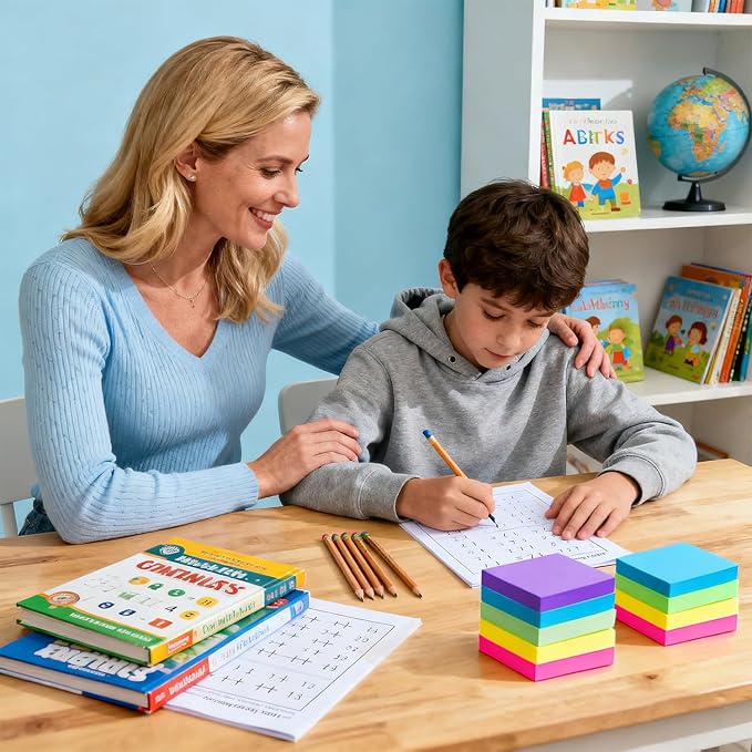 8 Pack of 3x3 Inch Sticky Notes Self-Stick Memo Pads - 480 Sheets in Total! Great for Home, Office & School