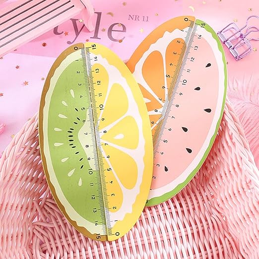 Wooden Rulers for Kids, Wood Measuring Ruler, Student Ruler, Creative Fruit Modeling, for Children, Students, Office Supplies, Teaching Rewards Prizes (20)