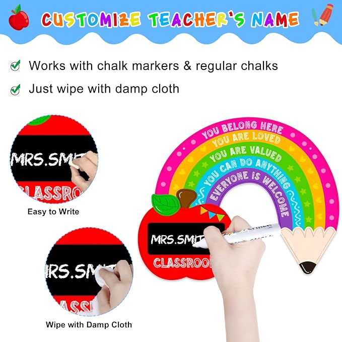 WaaHome Rainbow Welcome Sign for Classroom - 11"x14" Personalized Door Decoration - Back to School, Welcome to Our Classroom Sign