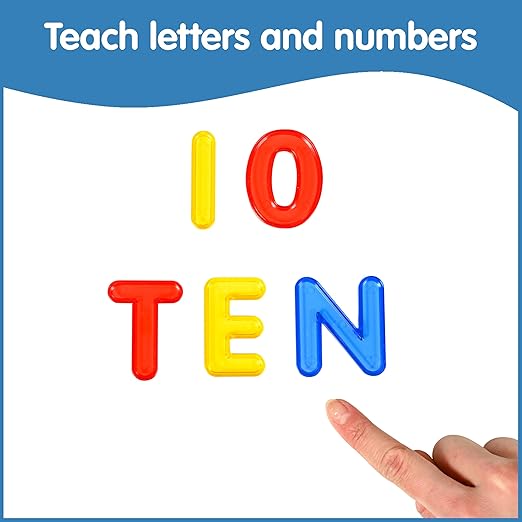 edxeducation Transparent Letters and Numbers | Mini Jar | Colorful, Plastic Letters and Numbers | Light Box Accessory | Practice Counting and Spelling