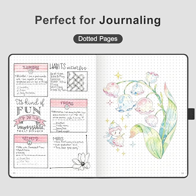 AHGXG Dotted Journal Notebook, 160 Numbered Pages, A5 Size (5.7'' x 8.3'')