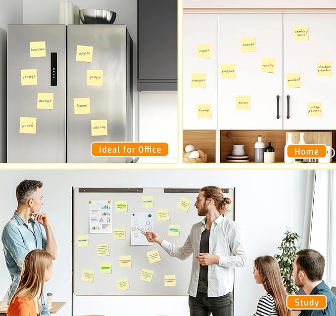 24 Pack Yellow Sticky Notes Mini,2x2 in Small Sticky Notes,2400pcs Notes Pads,Clean Removal,Strong Self-Adhesive Notes Easy to Post Bulk for Enterprise,Office Meetings & Brainstorming,School