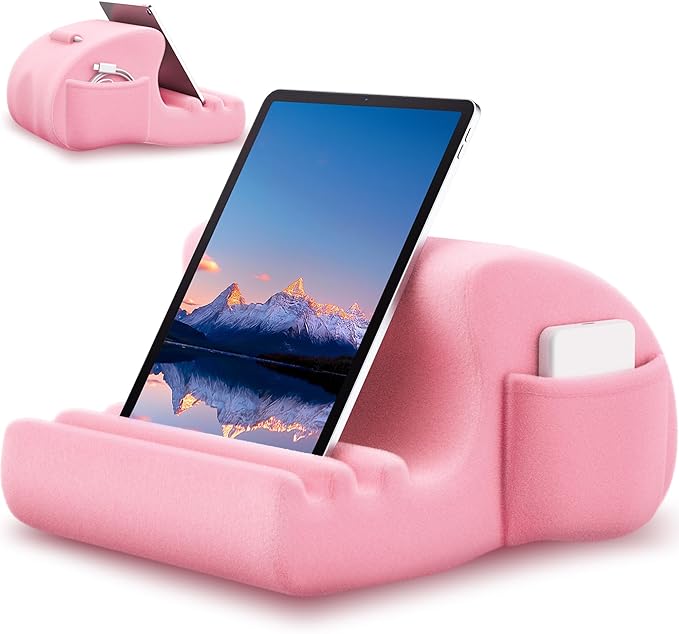 CreaDream Tablet Pillow Stand, Tablet Holder for Bed, Lap with 3 Viewing Angles, Pocket, Stylus Mount, Pillow Pad Compatible with 4-13" Tablets, iPad Pro 13 11 Air, Kindle, Galaxy Tab