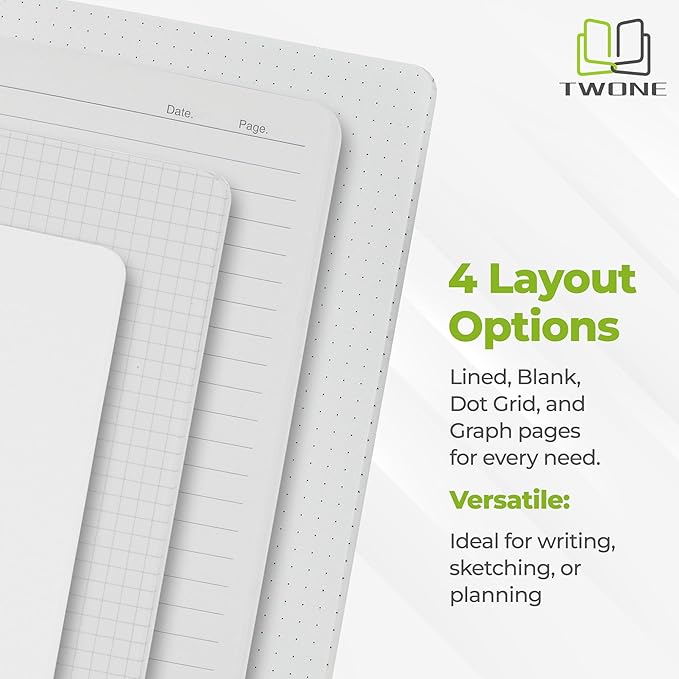 TWONE Travel Journal, 6 Pack Notebook Journal for Travelers Work School Writing Note Taking Kraft Brown Soft Cover A5 Notebooks 5.5” x 8.3”, 60 Blank Pages, 30 Sheets